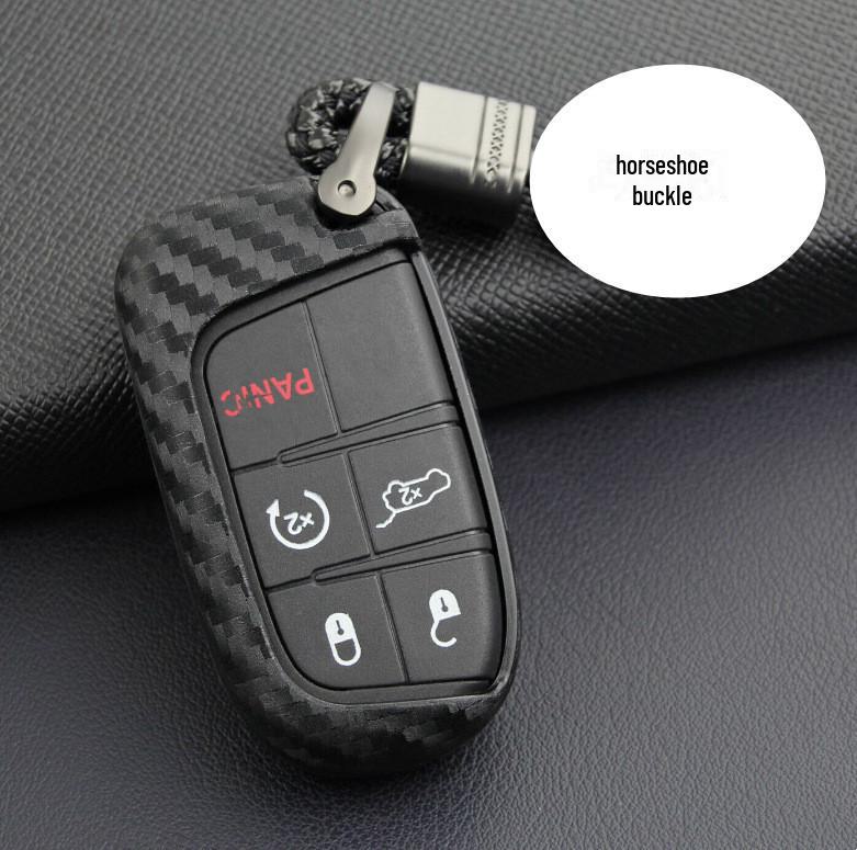 Carbon Fiber Silicone Remote Control Protective Cover for Jeep, Dodge, Chrysler, Fiat Key.