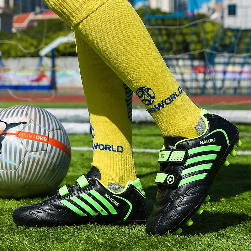 Jungen Fußballschuhe Rutschfest Verschleißfest Klettverschluss Outdoor Fußballschuhe Training Kinderschuhe