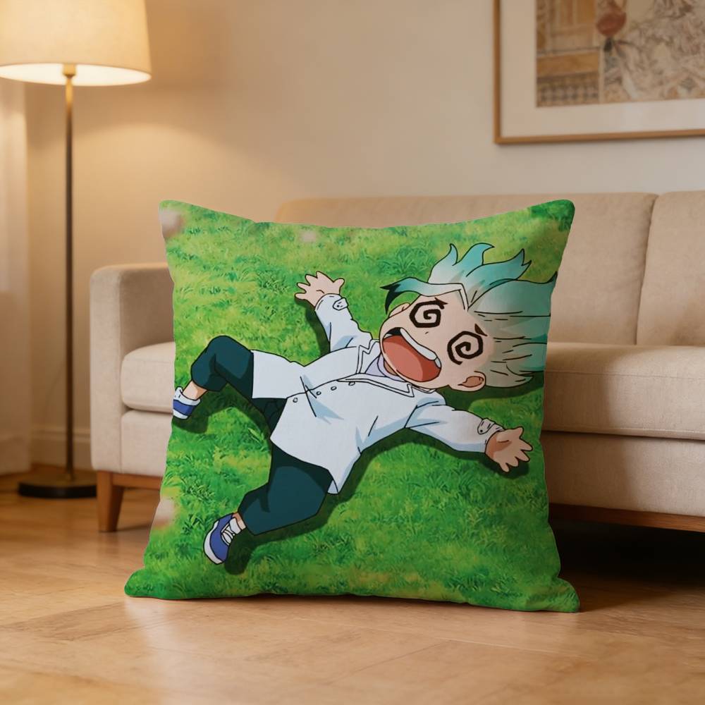 Anime D-Dr. Stone Pillow Case Pattern Printed Pillowcase For Living Room Sofa Cushion Cover