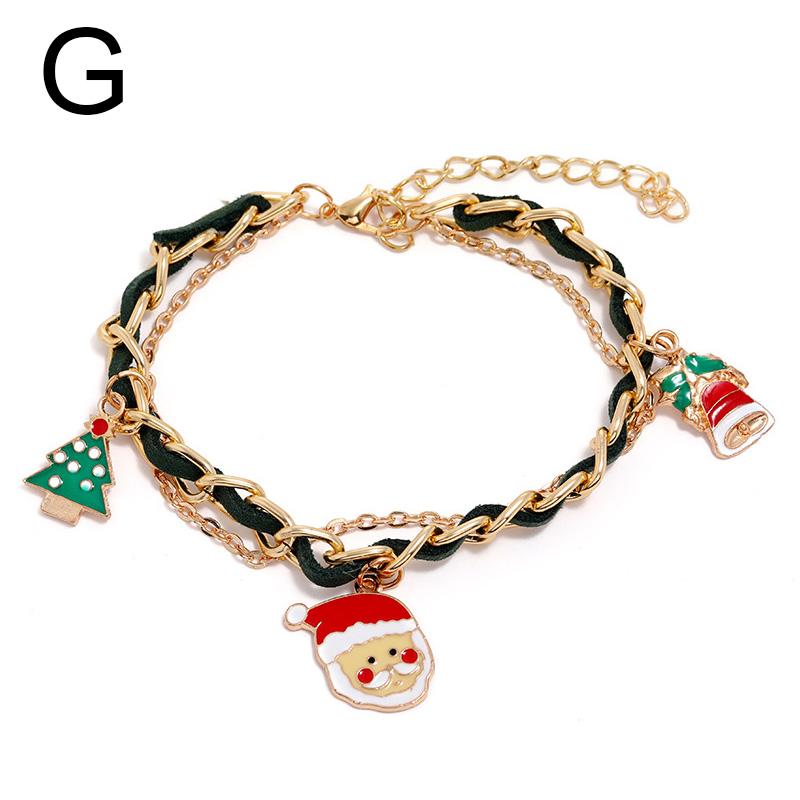 Christmas Reindeer Bracelet Santa Claus Bells Hat Gloves Xmas Tree Pendants Jewelry