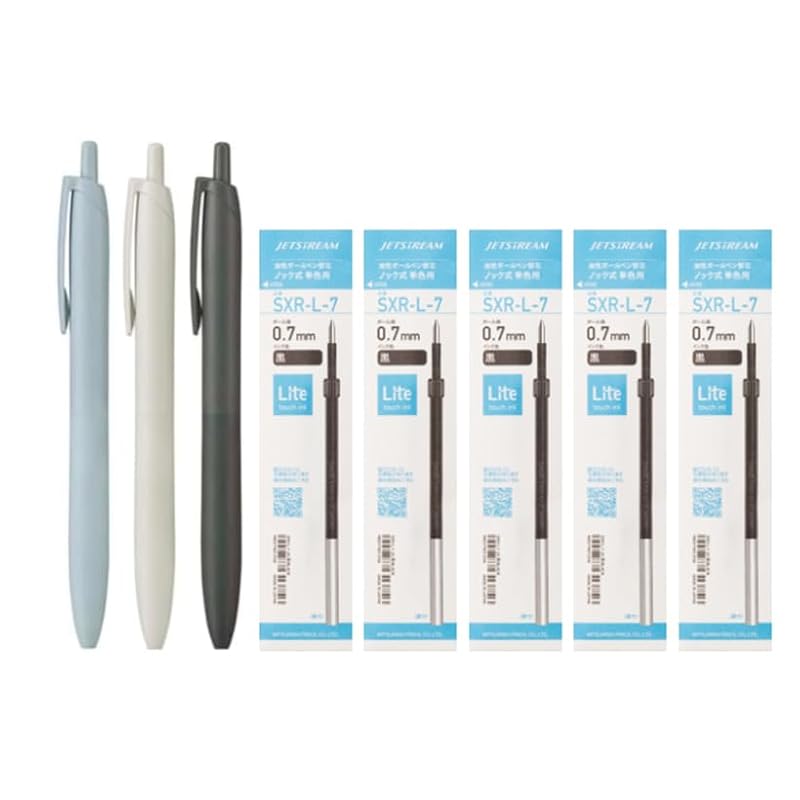 

mitsubishi pencil oil ballpoint pen jet stream Lite touch ink SXNLS07 0.7mm Set of 3/with 5 black refills