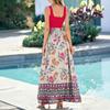 Ladies' floral print summer casual and fashionable sleeveless long dress