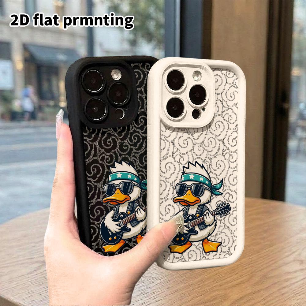 Phone Case: 2D Flat Design Suitable for iPhone 18 17 16 15 14 13 Pro Protective Case, Unisex, Rock White Duck, Christmas and Halloween Gift
