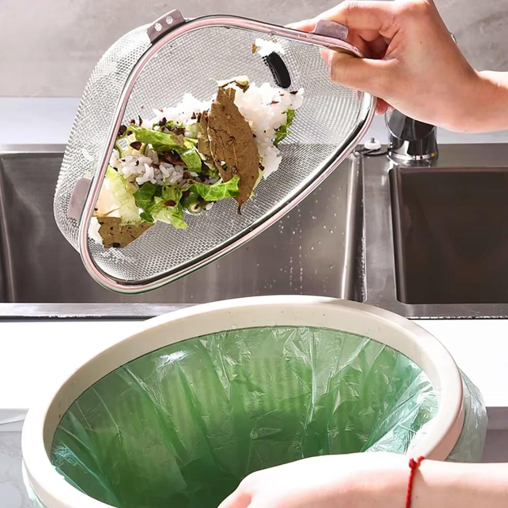 Kitchen Sink Drain Basket Stainless Steel Basin Strainer Sponge Rag Storage Stand Waste Garbage Net Shelf Kitchen Accessories