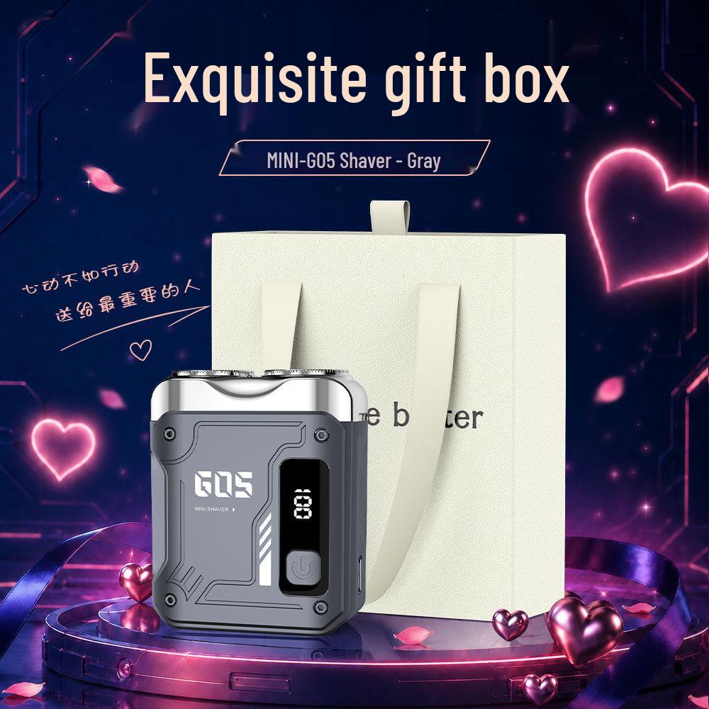 Compact Dual-Head Magnetic Electric Shaver: Rechargeable Razor with Digital Display and Gift Box