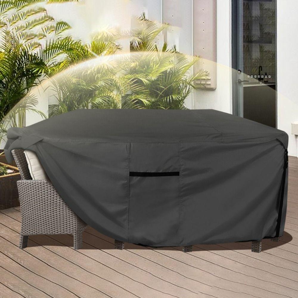 Waterproof Patio Table Cover Sun Protection with Air Vents Furniture Dust Cover Cloth Oxford Cloth Buckle Garden Furniture Cover