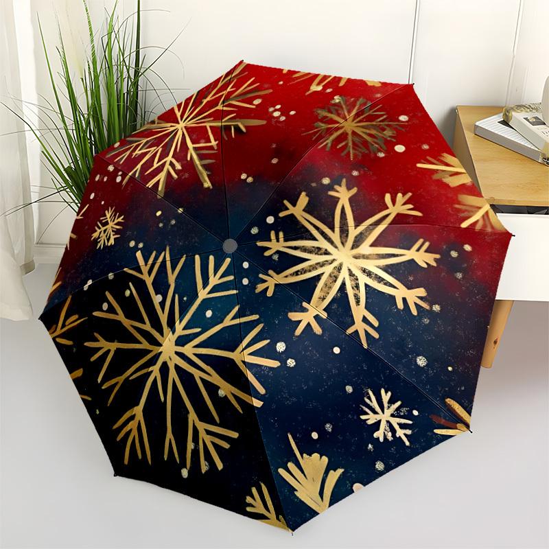 

1pc Snowflake Christmas Automatic Open/Close Folding Umbrella - Compact 8-Rib Design, Daily Use, Perfect Gift for Friends & Family yy251124234
