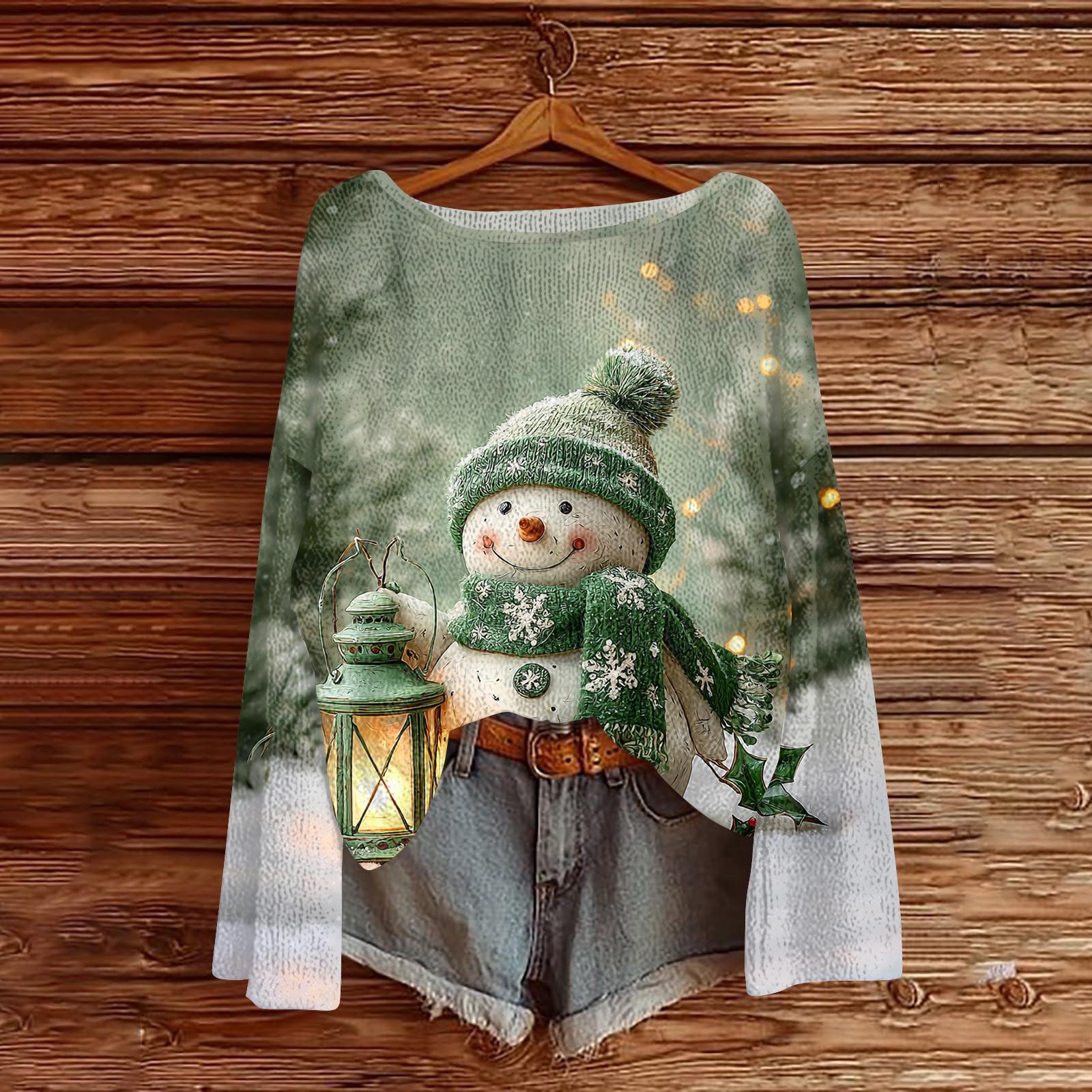 

Женский модный свитер с рождественским принтом, легкий, повседневный трикотажный пуловер с длинным рукавом L армия зеленый