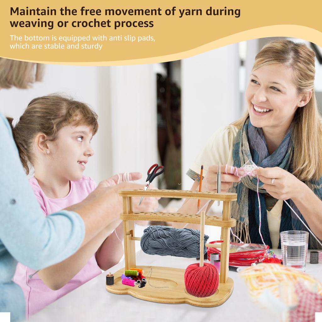 Wooden Yarn Holder Sturdy Yarn Rack Stand for Knitting Large Capacity Yarn Holder Easy to Install Yarn Rack Stand for Knitting