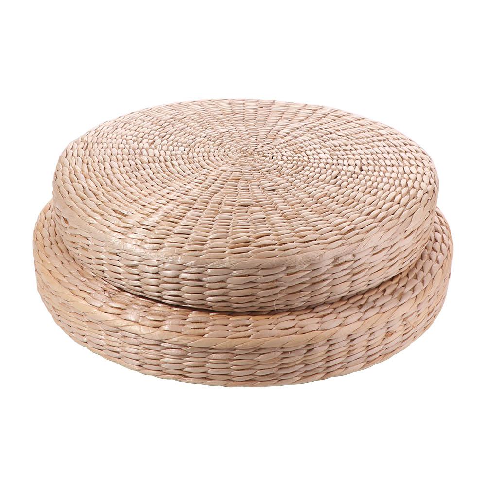 Japanese Style Natural Straw Futon Cushion Round Floor Mat Rustic Tatami Cushion Tea Ceremony