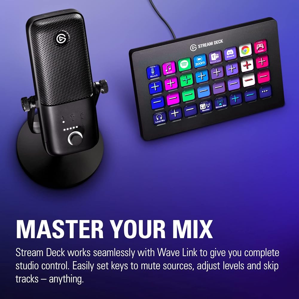 Elgato Wave:3 Premium USB Condenser Microphone Black Plug & Play for Streaming Podcasting Gaming