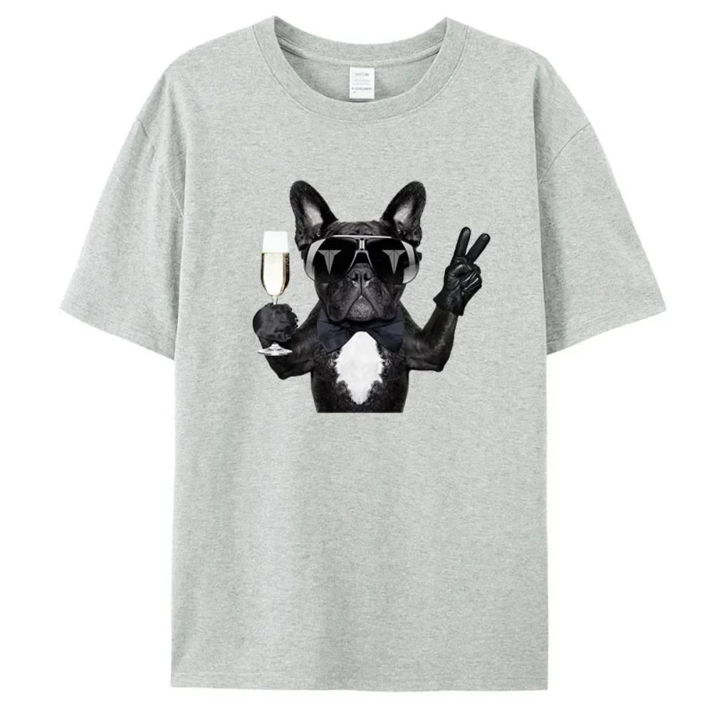Men's Summer Bulldog Letter Print Luxury Short Sleeve T-shirt Summer Street Fashion T-Shirt