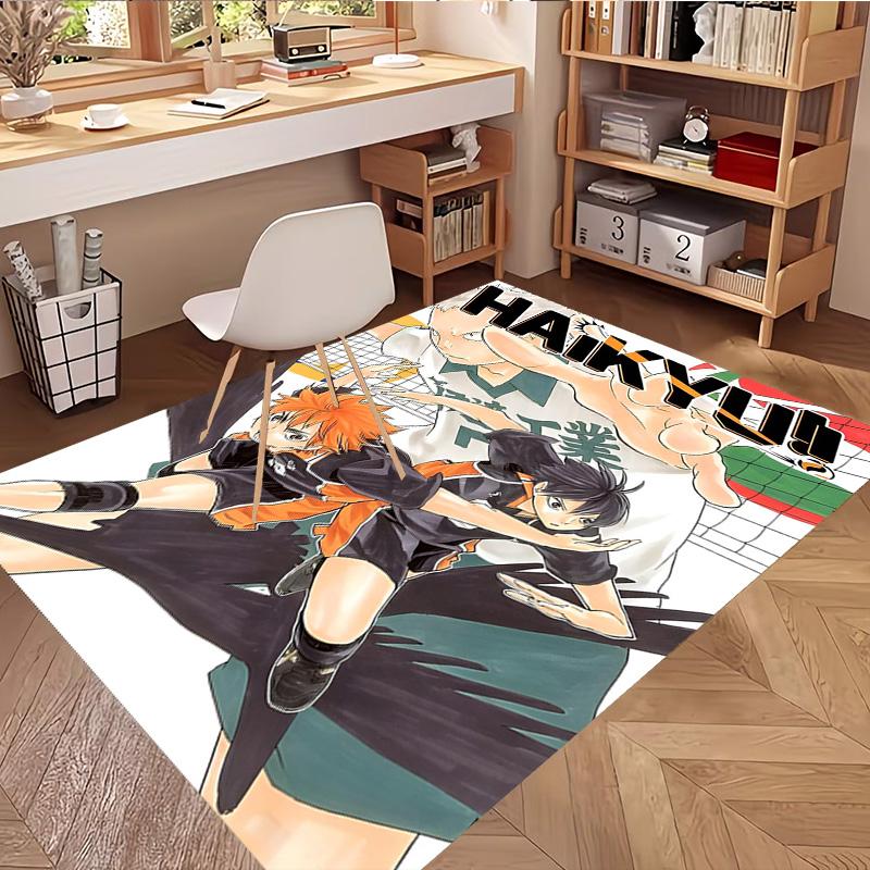 Dywan z nadrukiem Haikyu, Zmywalny dywanik podłogowy, Do przedpokoju, akademika, pralni, biura, gabinetu, Dekoracja domu, Prezent urodzinowy, na Boże Narodzenie