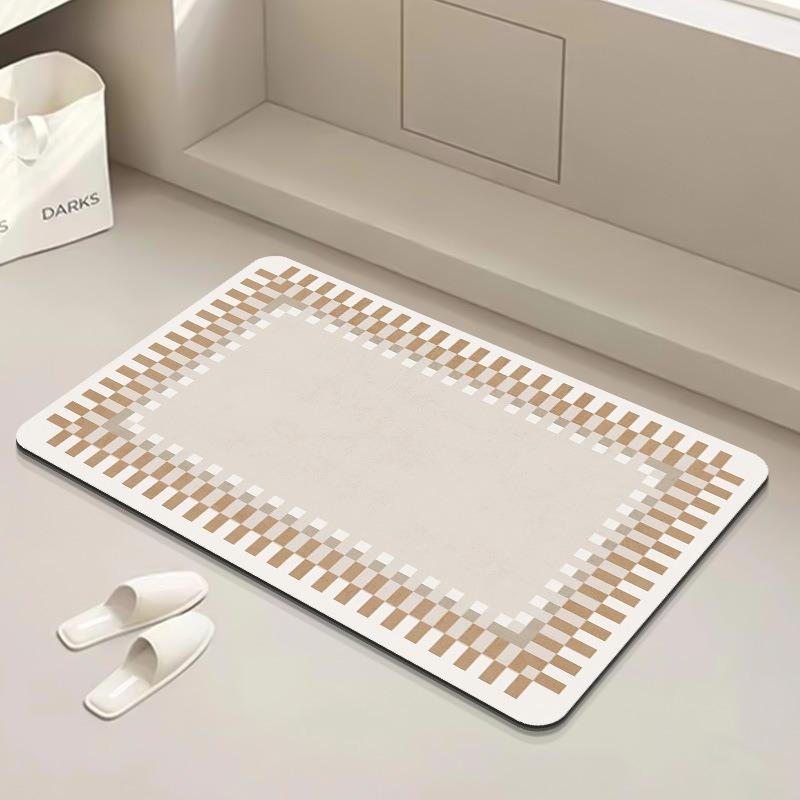 Moderne gestreifte Badematte Badezimmer Schnell trocknender Teppich Duschraum Leicht zu reinigen Fußmatte Super saugfähig Rutschfest Kieselgurmatte