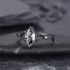1Pc Plated Gun Black Ring, Retro Exaggerated Inlaid with Synthetic Zircon, Simple and Fashionable