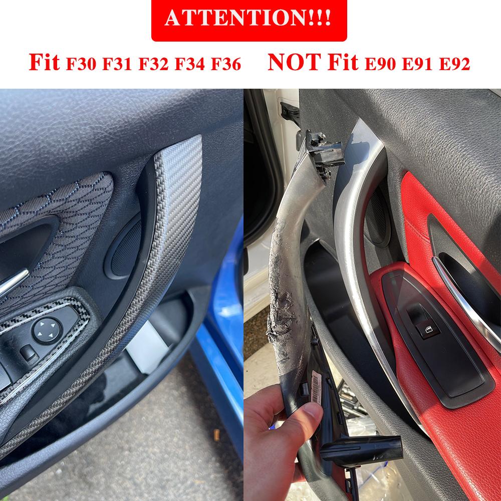 Interior Door Carbon Fiber Color Pull Handle Inside Trim For BMW 3 4 Series F30 F31 F32 F33 F34 F35 F36 F80 F82 F83 2013-2018