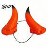 Realistische Hörner-Kopfbedeckung 3D Teufelshörner Kopfschmuck Rotes Dämonen-Haaraccessoire Weiche Vinyl-Requisiten für Halloween-Kostüm Cosplay Zubehör Kleid