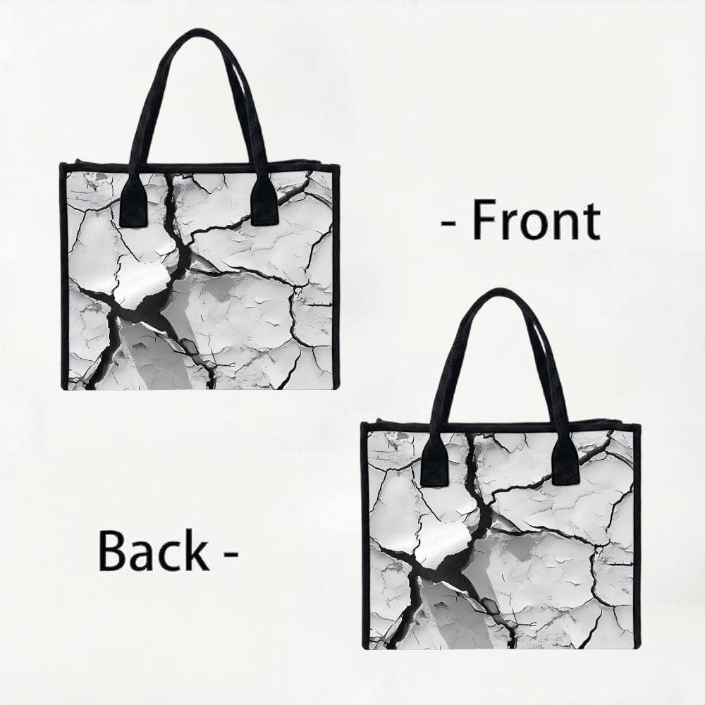 Trendy Cracked Pattern Tote Bag Casual Daily Large Capacity Handbag for Shopping Travel Outdoor Use