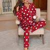 Set Pigiama Donna Autunno Primavera Due Pezzi Abbigliamento da Notte Morbido Abbigliamento per la Casa Pigiama Bottoni Stampa Cuori Donna Set Pigiama Homewear