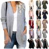 Women's Casual Sweater Solid Color Mid-length Long-sleeved Sweater Coat Women