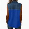 Women's Casual Fashion Denim Patchwork Sleeveless Button-Down Top Vest