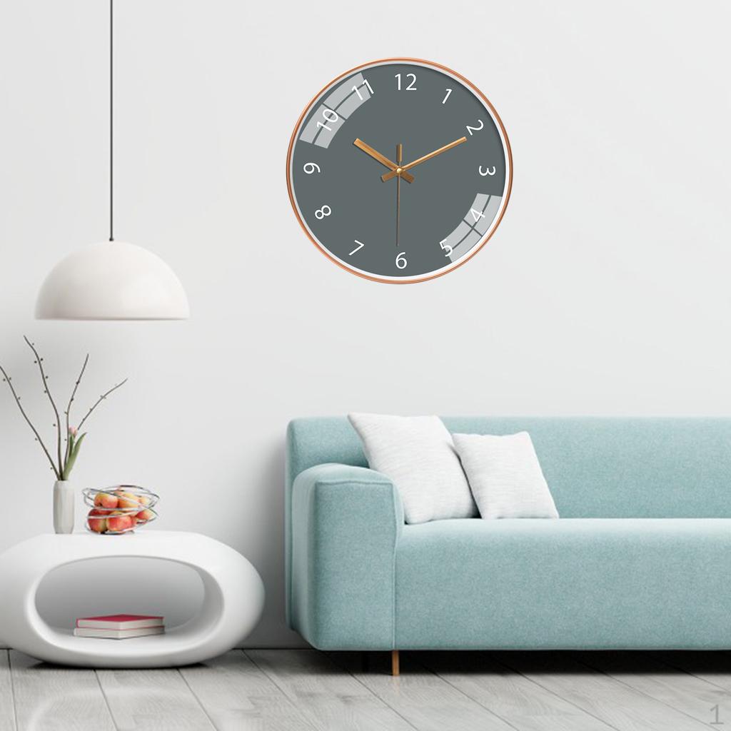 

12 Inch Wall Clock Decoration Art Modern Easy to Read Sweep Movement Silent Non Ticking Round Watch Gray Rose gold