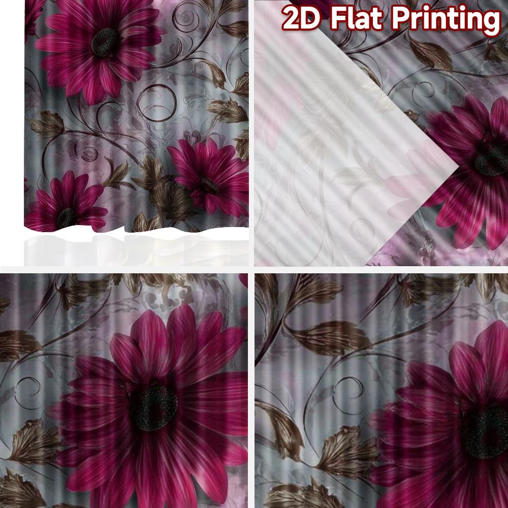2D flat printing 2pcs Curtain Curtain Floral Elegance Design Digital Printed Polyester Drapes Birthday Party Perfect for Yard &