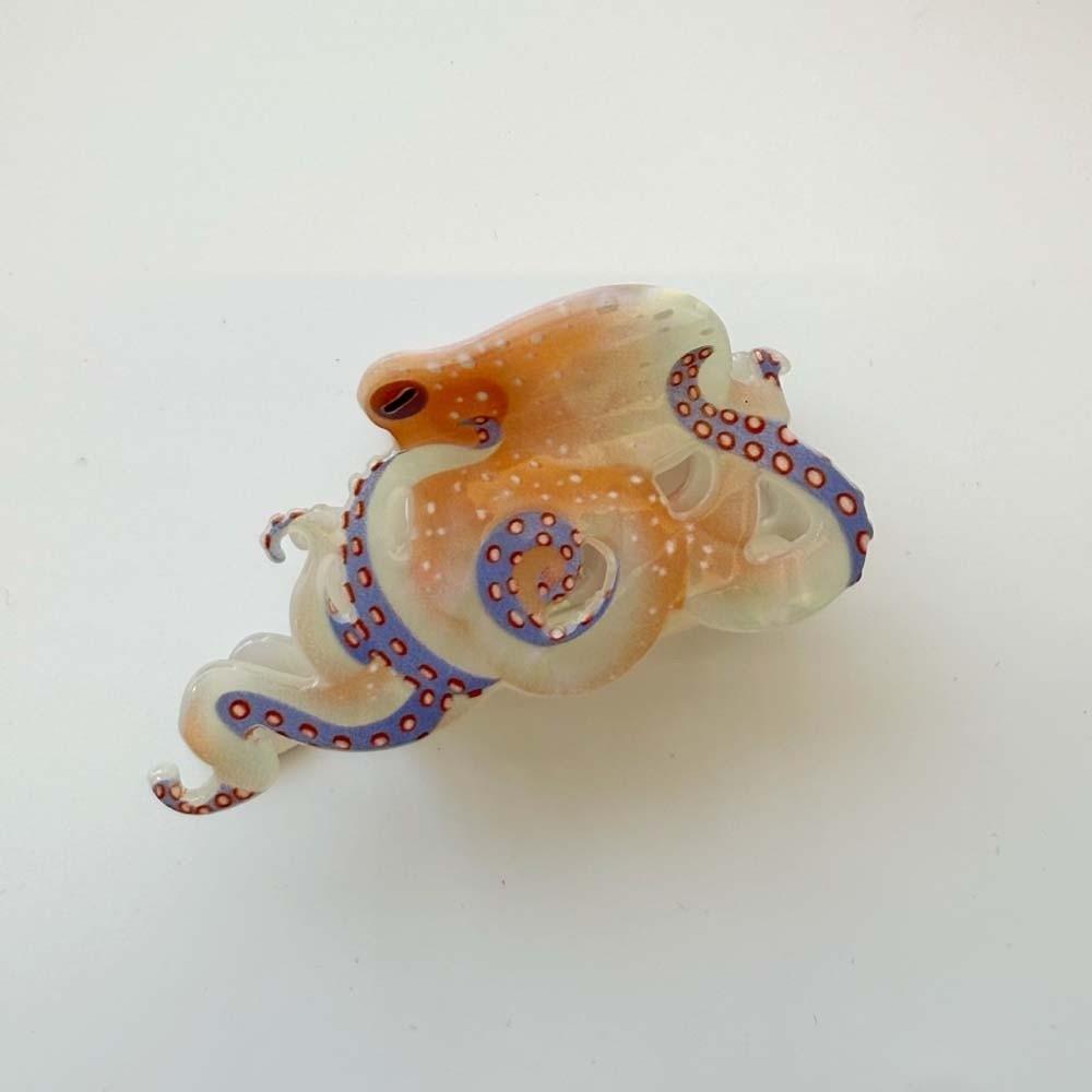 Simple Sweet Acetic Acid Hair Claw Bead Acrylic Oyster Shark Clip Korean Style Ocean Series Squid Hair Claw Holiday