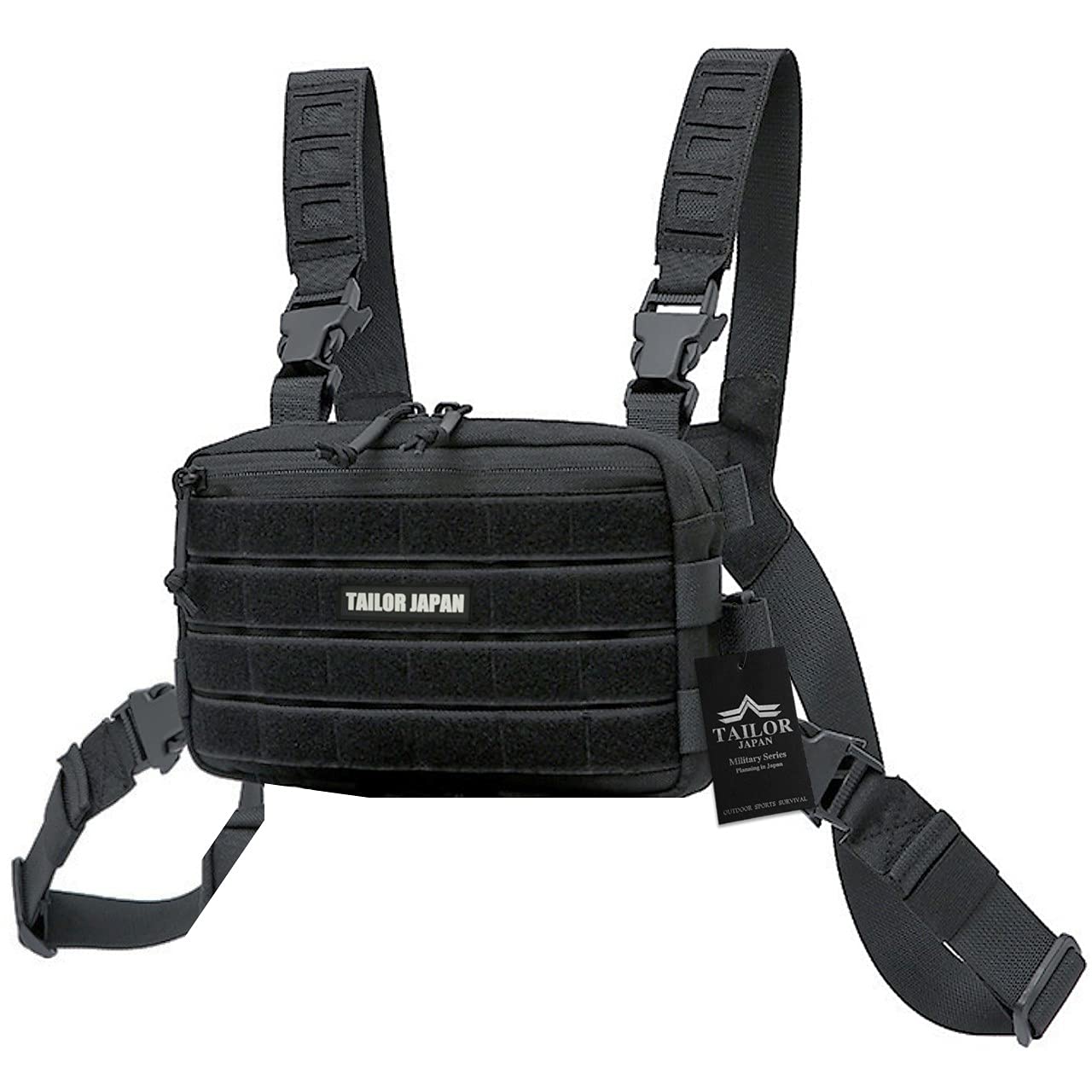 

[TAILOR JAPAN] Мікро нагрудник Нагрудник Тактичний жилет Жилет для гри на виживання Легкий Velcro Molle Гібридна система 1000D Нейлон Чорний (Чорний)