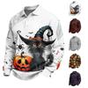 Men's Long Sleeve Button-Down Shirt for Halloween Costume Party Wear