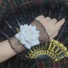 Women Gothic Lace Stretch Wrist Cuffs Bracelets For Wedding Party Y2K Bracelet Sleeve Wrist Cuffs Ruffled Lace