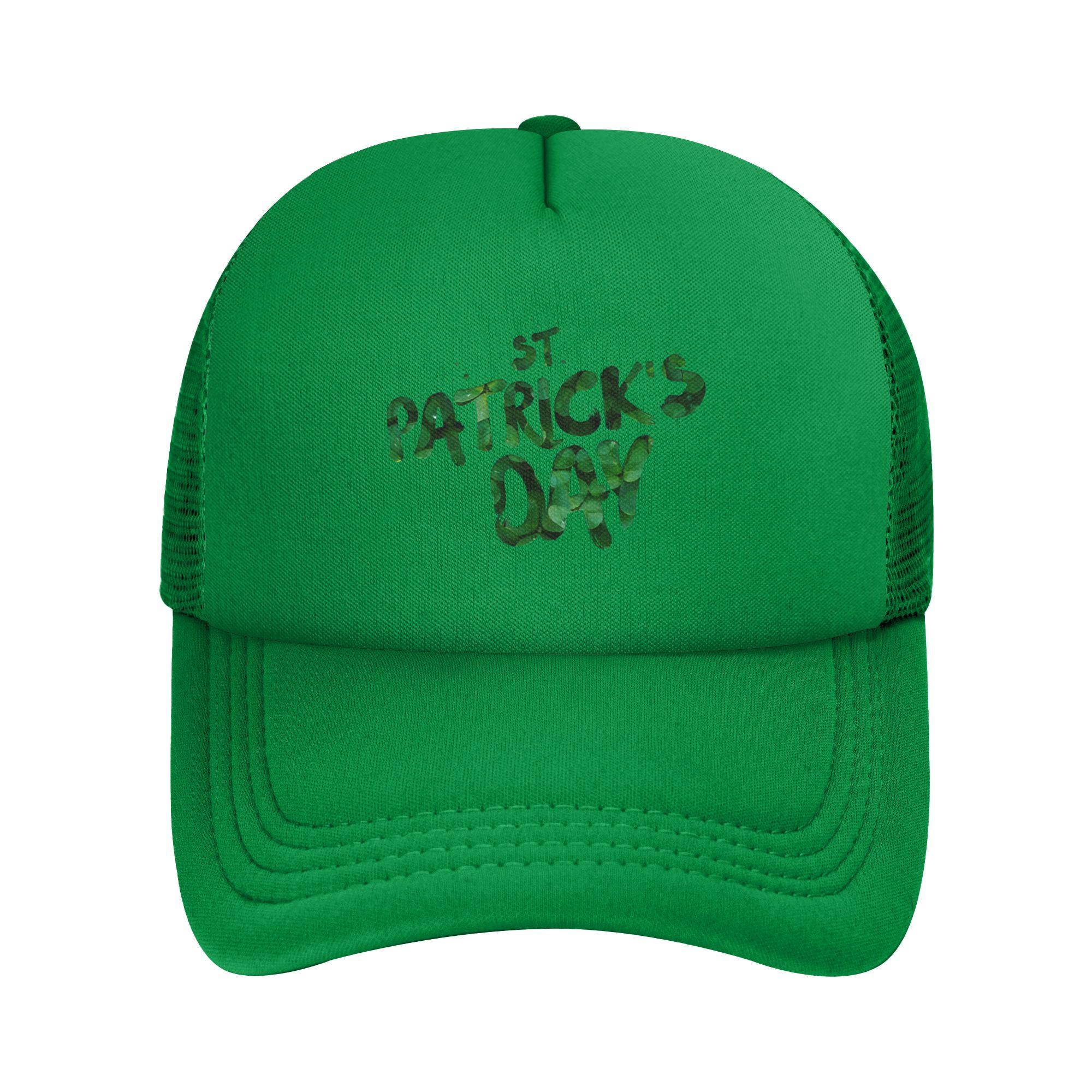 

Happy St Saint Patricks Day Outfits Mesh Trucker Hat Summer Outdoor Meshback Sun Caps Vintage Adjustbale One Size