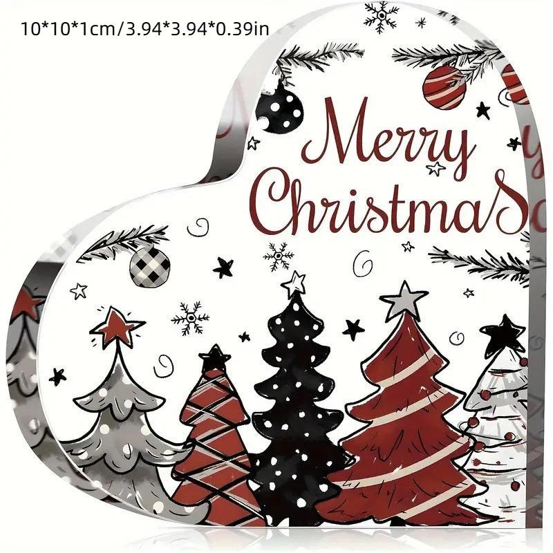 Christmas Heart Shaped Decorative With Santa Claus Xmas Tree Patterns Perfect For Home Holiday Decor