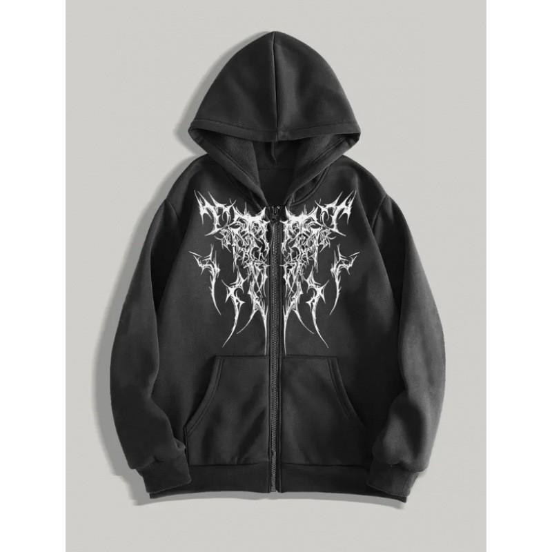Y2K Gothic Punk Graphic Hoodie Couples