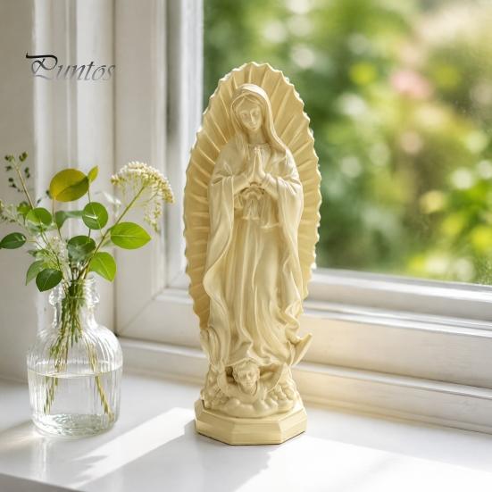 Unique Bookcase Accents Our Lady of Guadalupe Religious Statue, Virgin Mary Figurine, Resin Sculpture, Statement Piece for Cabinet Inspirational