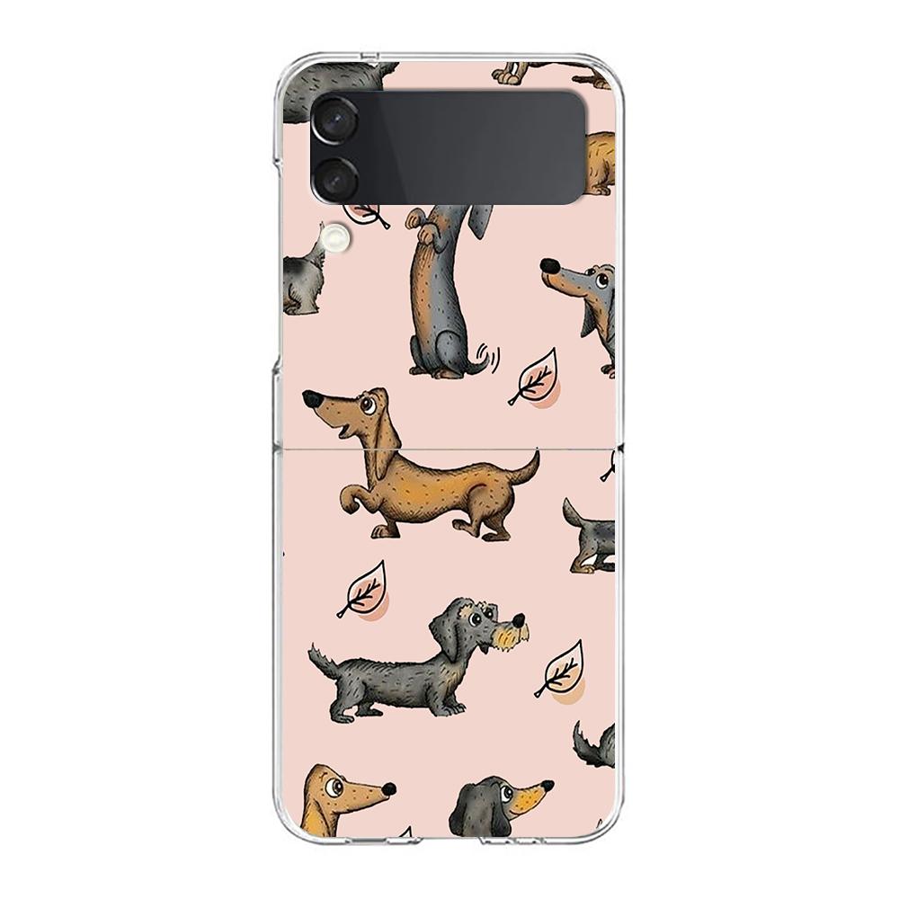 Dachshund Sausage Dog Phone Case For Samsung Galaxy Z Flip 3 4 5 6 Fold High Hard Shell For Galaxy Z Flip 3 5 6 Clear Cover