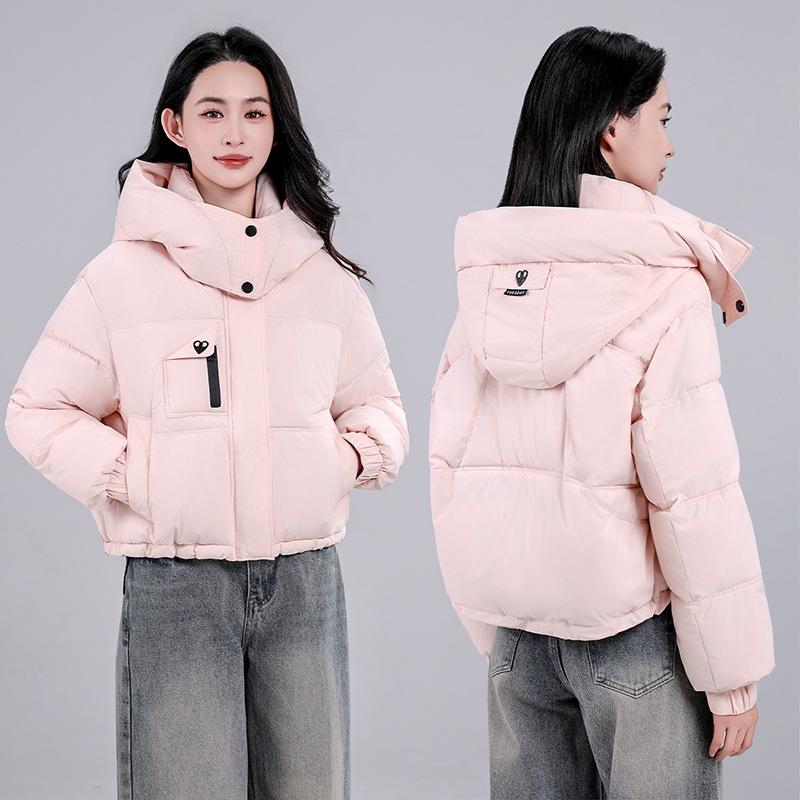 Sports style fashion casual hooded down cotton short cotton clothes women's winter warm zipper loose jacket bread clothes