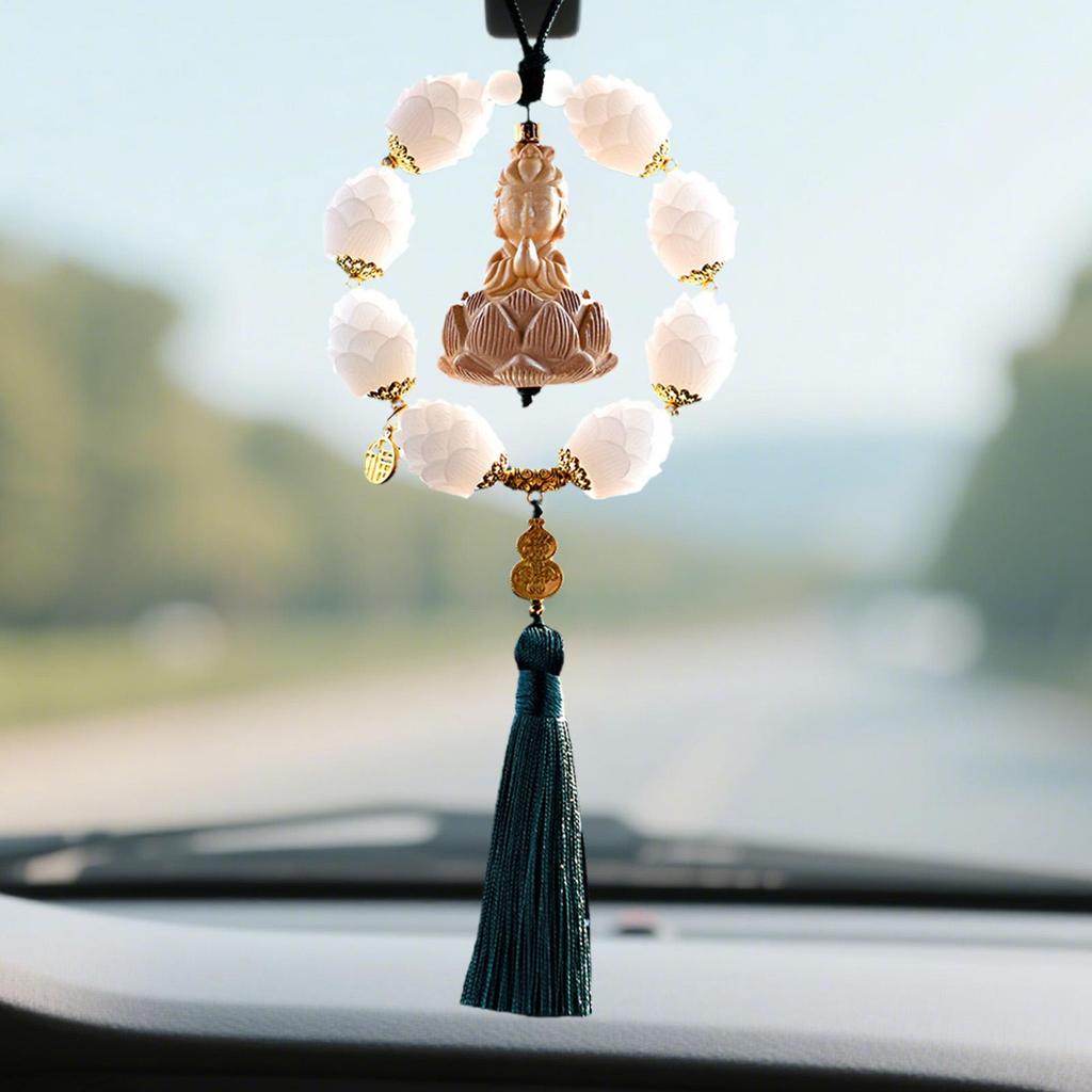Auto Innenraum Lotus Buddha Anhänger Viel Glück Rückspiegel Anhänger Hängbarer Buddha Ästhetischer Schmuck Für LKW Wohnmobil