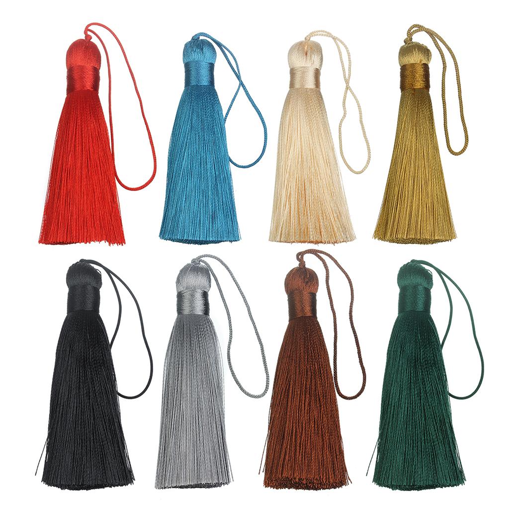 6pcs 82mm Silk Tassel Fringe Hanging Rope Long Line Tassel For Jewelry Making DIY Crafts Clothing Earring Key Chain Decoration
