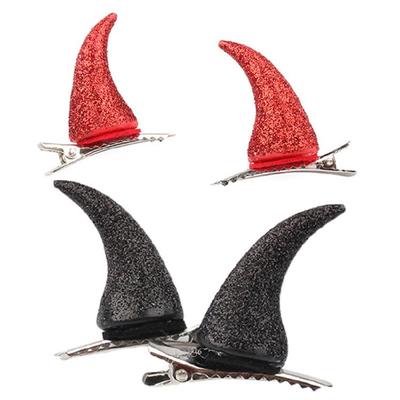 Gothic Ox Horn Barrettes Devil Horn Hair Clips Halloween Christmas Costume