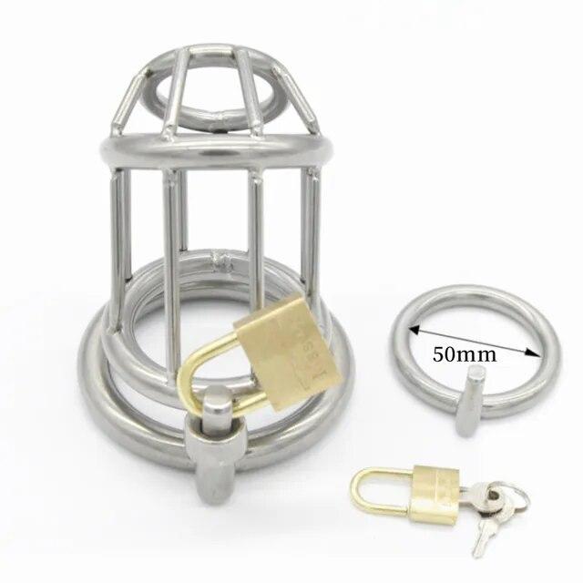 Male Stainless Steel Chastity Device Penis Ring Cock Cage With Padlock Adult BDSM Sissy Slave Bondage Game Alternative Sex Toys