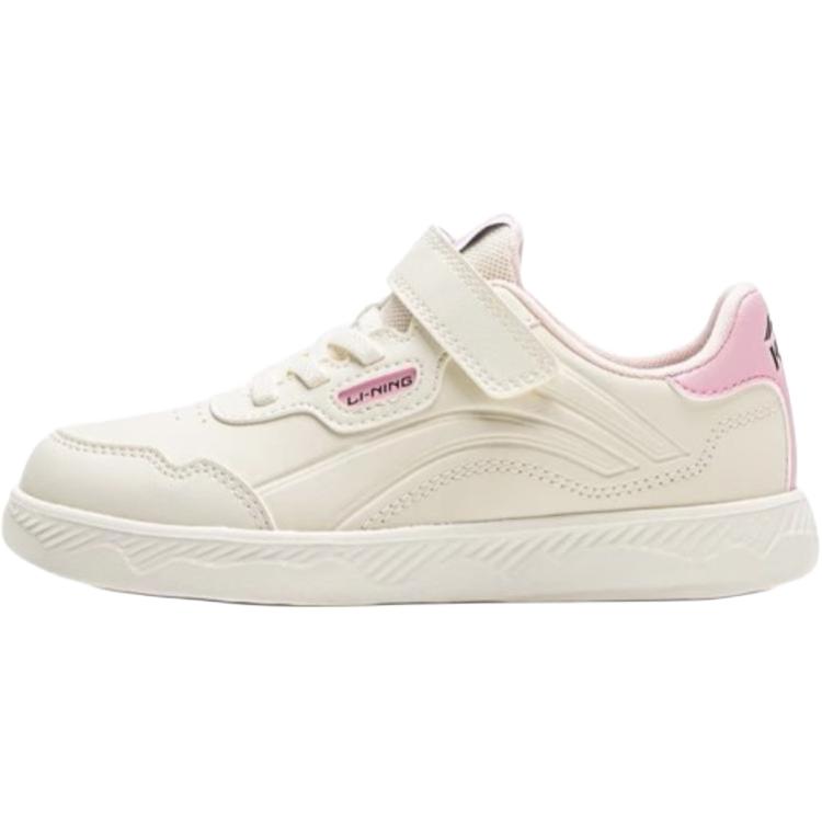 Li Ning Kids Sports Lifestyle Synthetic Leather Comfortable Versatile Shock Absorption Low Top Kids Sneakers Kids Sneakers Off-White YKNV073-2