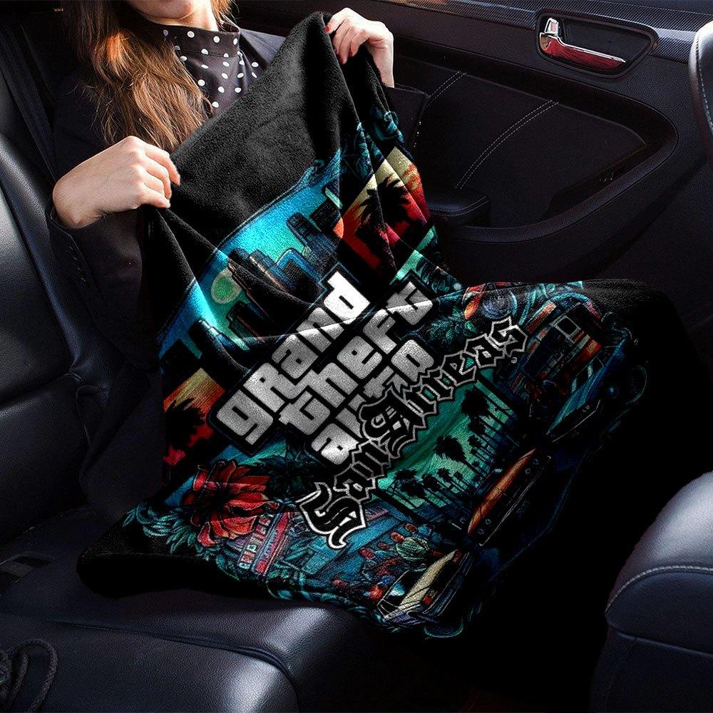 1 pezzo Coperta Morbida in Flanella Grand Theft Auto con Stampa di Designer Una coperta accogliente per tutte le stagioni, perfetta per il divano, il letto, l'ufficio