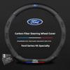 Carbon Fiber Leather Car Steering Wheel Cover For Ford ST Line Focus Mustang Fiesta Puma Ranger Kuga MK7 MAX F150 Mondeo Escape FE7