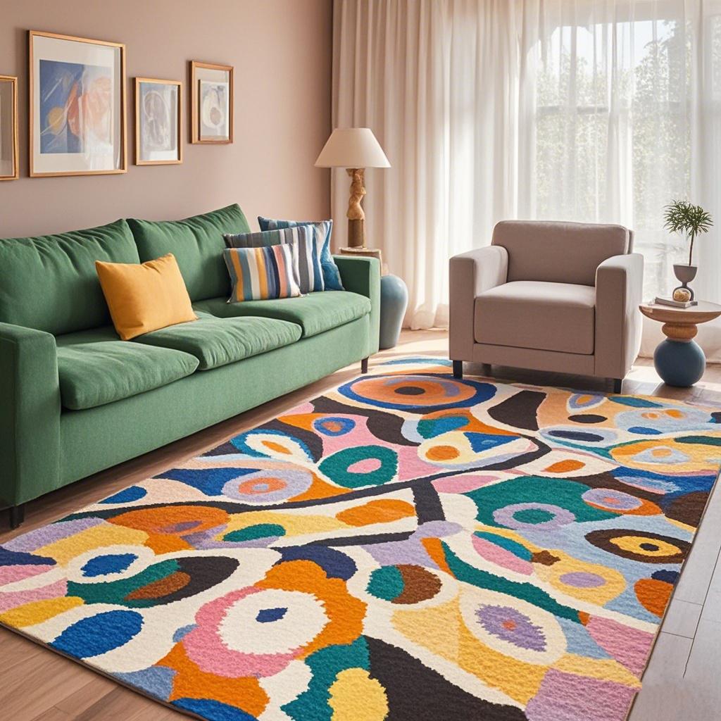 Modern Colorful Carpet for Living Room Non-slip Cute Room Décor Abstract Style Lounge Rug Washable Mat for Children Room Tapis