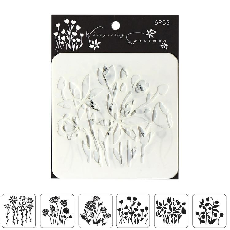 

6 Pcs Flowers Stencils PET Craft Stencils Plant Drawing Templates For School Projects And Creative Hobbyists
