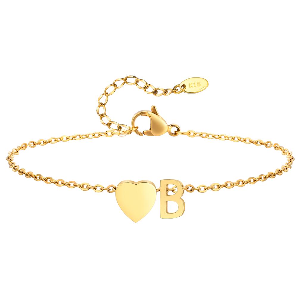 Bohemia A-Z Letter Initial Anklet for Women Gold Color Heart Alphabet Ankle Bracelet Beach Party Travel Fashion Foot Jewelry