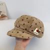Retro polka dot cute Bere octagonal hat female autumn and winter show face small newsboy painter hat atmosphere big head circumference