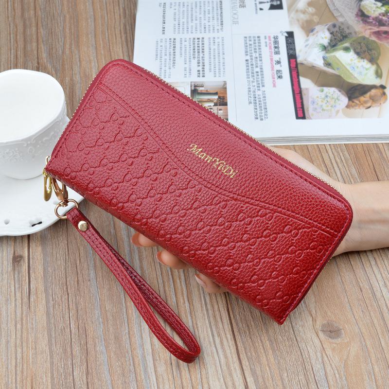 Women's Double Zipper Soft Leather Long Wallet & Phone Clutch