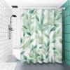 Green leaf pattern shower curtain set, no drilling required, easy to clean, separates wet and dry areas in the bathroom